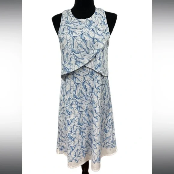 Tory Burch Kaley White Ellora Pima Cotton Popover Faux Layered Dress Medium - Picture 8 of 15